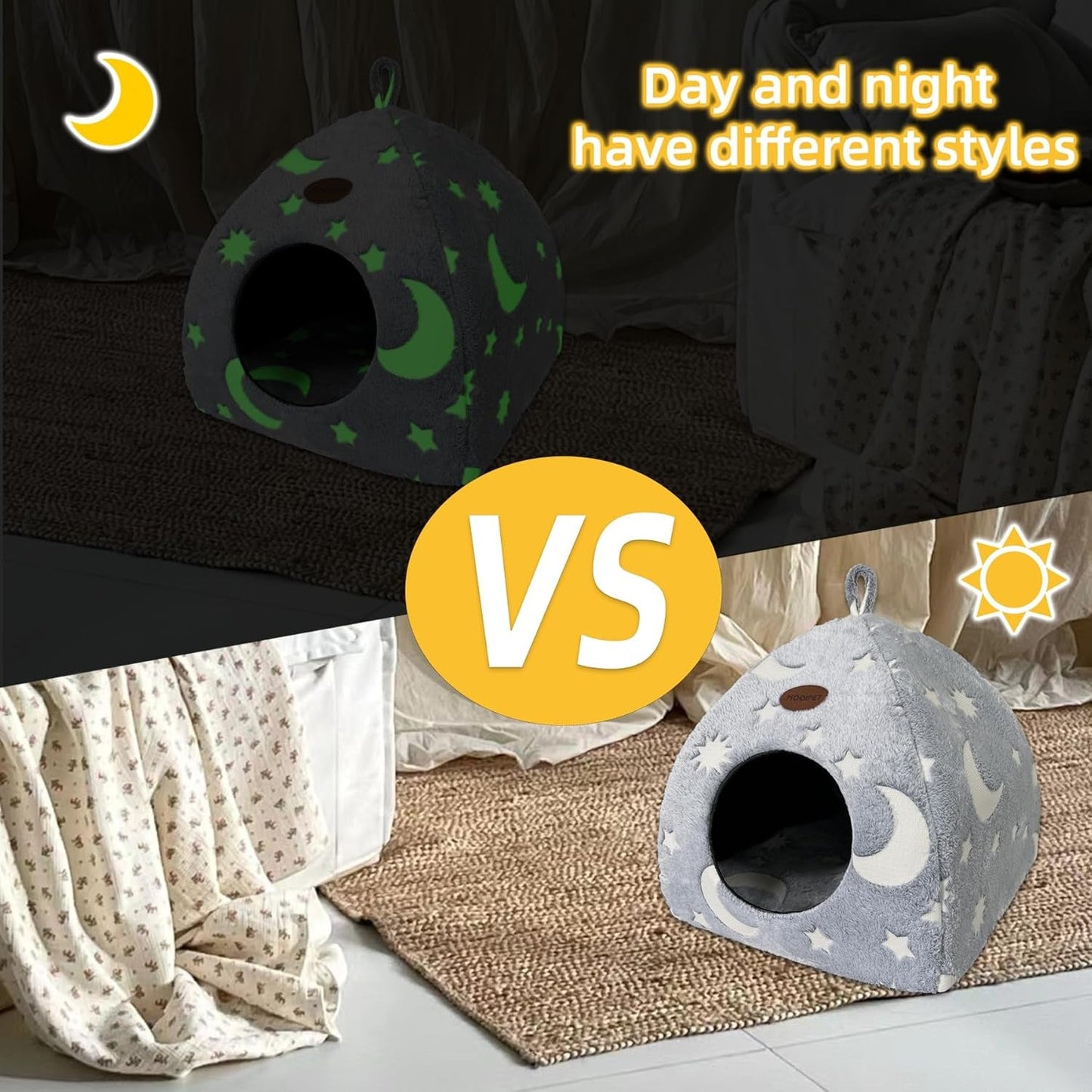 Katzenhöhle Plüsch Katzenhaus met wasbarem Kissen Faltbare Katzenzelt Höhle met handvat Weiches en Warmes Katzenbett für Drinnen 33x33x35cm