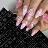 6 vellen airbrush-sjabloon nagelstickers, vlindervlam sterren hart sterren nagelstickers afdrukken stencilgereedschap nagelkunst zelfklevende stickers voor vrouwen nagelkunstontwerpstickers