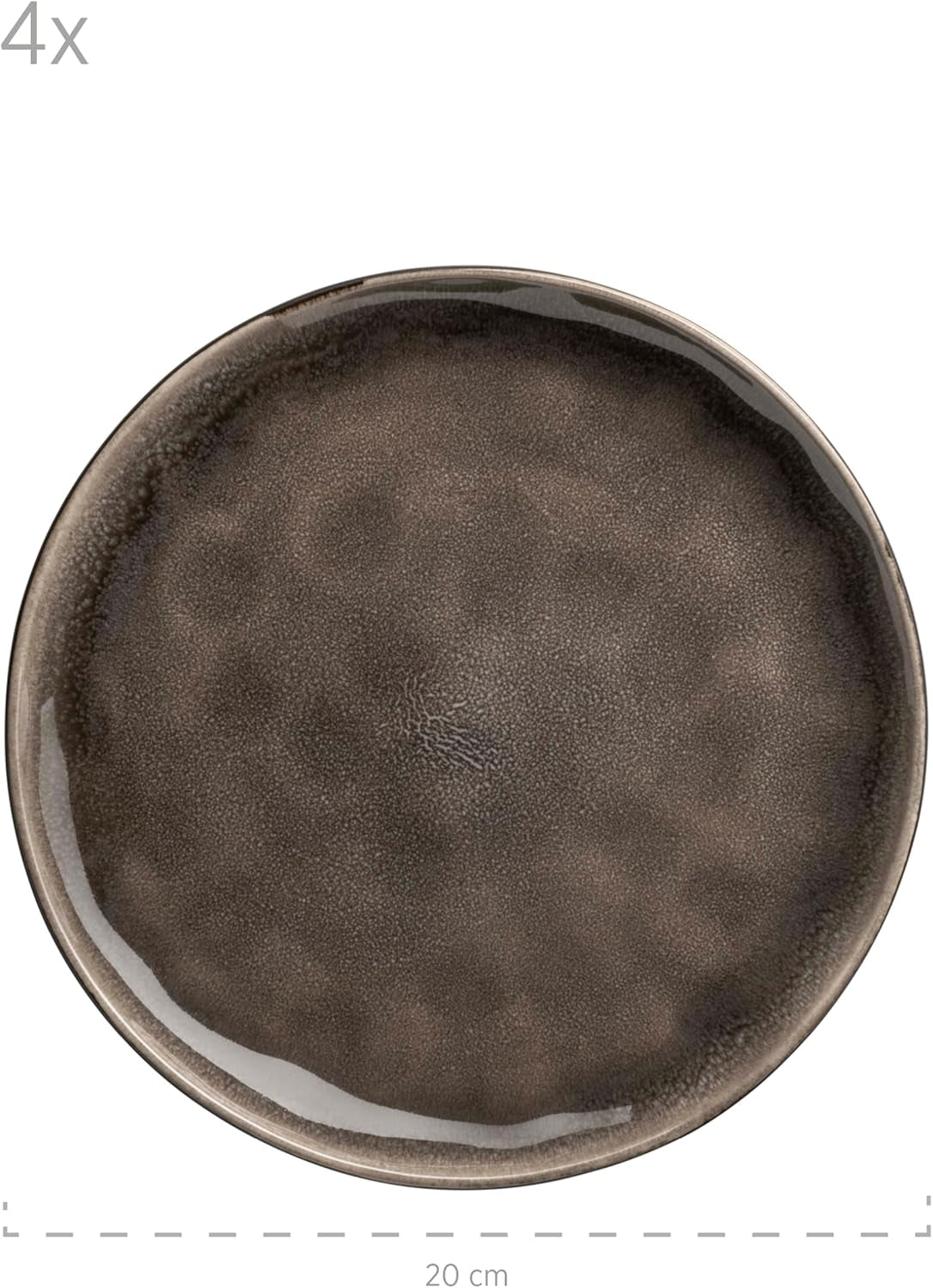 MÄSER 934073 Niara Organic Series Moderne 4-persoons serviesset met spannende vintage look, 16-delig combinatieservies met een speciale combinatie van zwart en bruin glazuur, steengoed