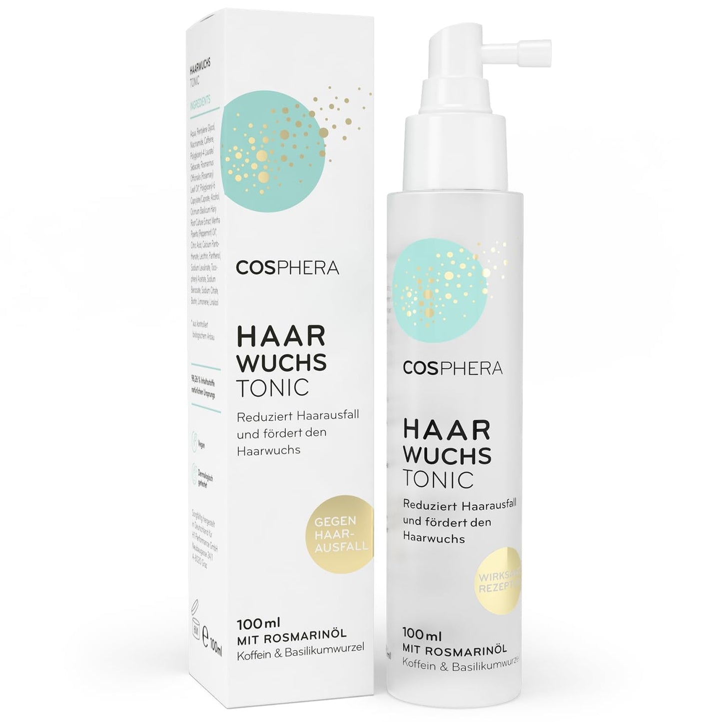 Rozemarijnolie haartonic spray 100 ml - Rozemarijnoliespray versnelt op natuurlijke wijze de haargroei - Haargroeimiddel voor vrouwen en mannen - Serum tegen haaruitval - Rozemarijn haarolie van Cosphera Hair Care Naty Shop Standaardtitel