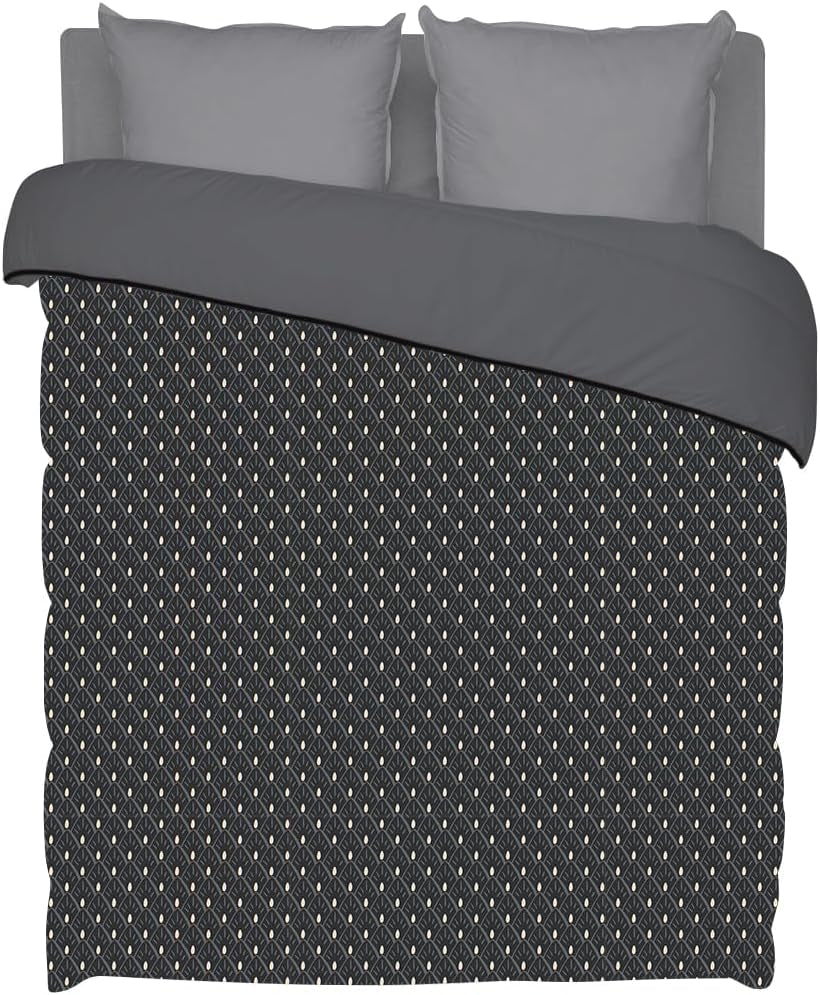 Bleu Câlin Bedrukt 1 persoons Hermance dekbed, polyester, blauw/grijs, 140 X 200 Cm Quilts en quilts Naty Shop