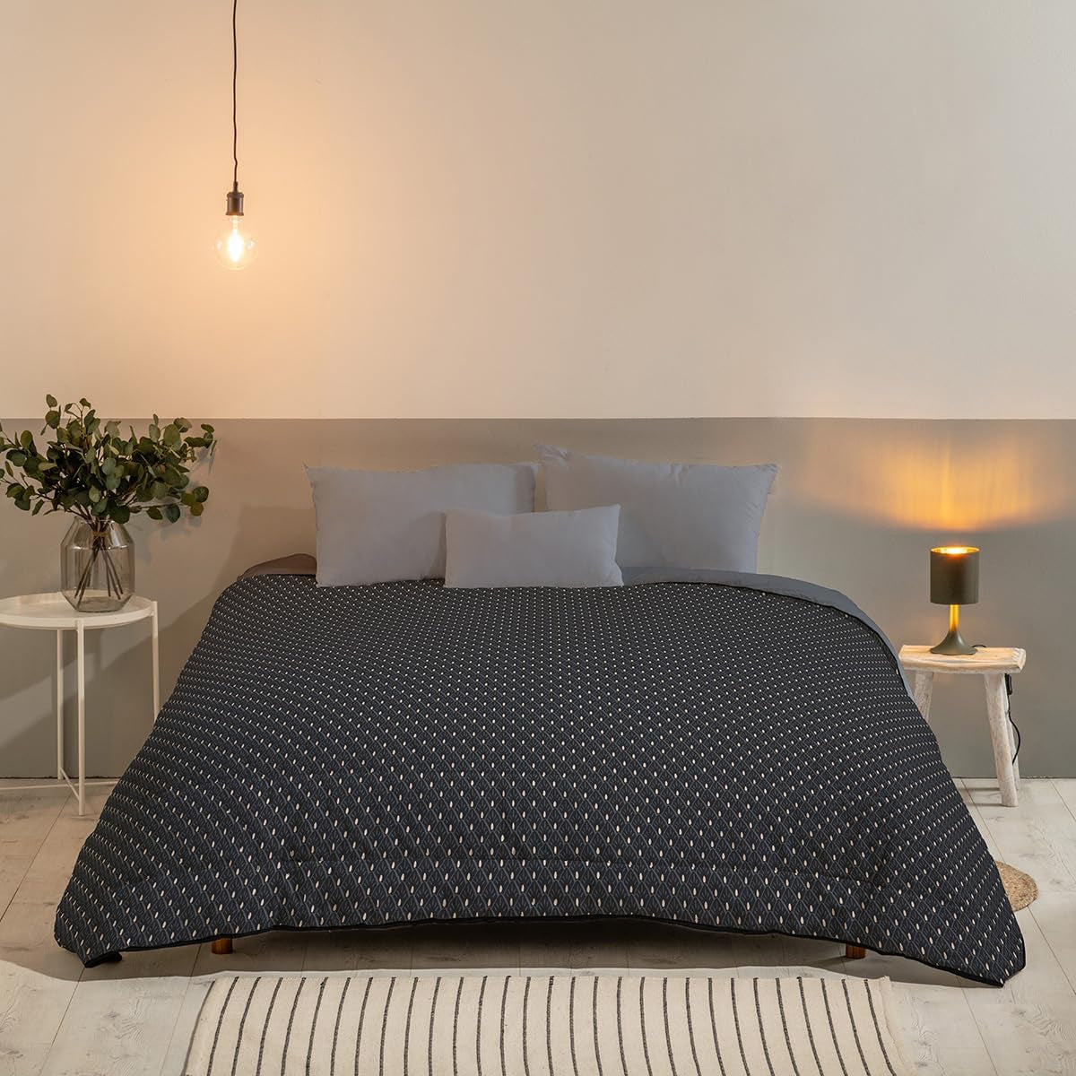 Bleu Câlin Bedrukt 1 persoons Hermance dekbed, polyester, blauw/grijs, 140 X 200 Cm Dekbedden en dekbedden Naty Shop Grijs 140X200 Cm