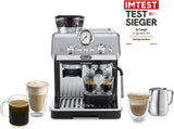 De'Longhi La Specialista Arte EC9155.MB portafilter espressomachine met molen, 8 maalstanden, 15 bar druk, 3 temperatuurstanden, melkopschuimer, 1550W, 1,7L tank, RVS/zwart, inclusief barista kit