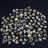 50 Stück Gold Nail Charms,Mix Styles Glitzersteine ​​​​Nägel Perle Legierung Nagel Steine ​​​​Blume Schmetterling Strasssteine ​​​​Nägel Herz Stern Nagel Charms DIY Nail Art Zubehör Frauen Nägel Deko