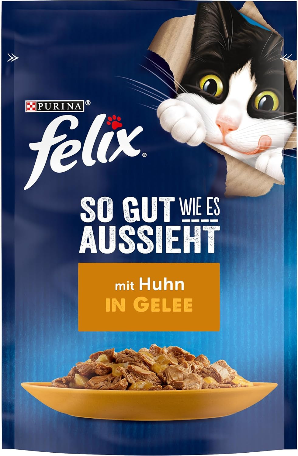 Felix Zo goed als het eruit ziet Nat kattenvoer in gelei met kip, 26 stuks (26 x 85 g)