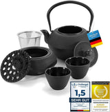 Dimono traditioneel gietijzeren theeservies: theepot, warmer en 2 theekopjes