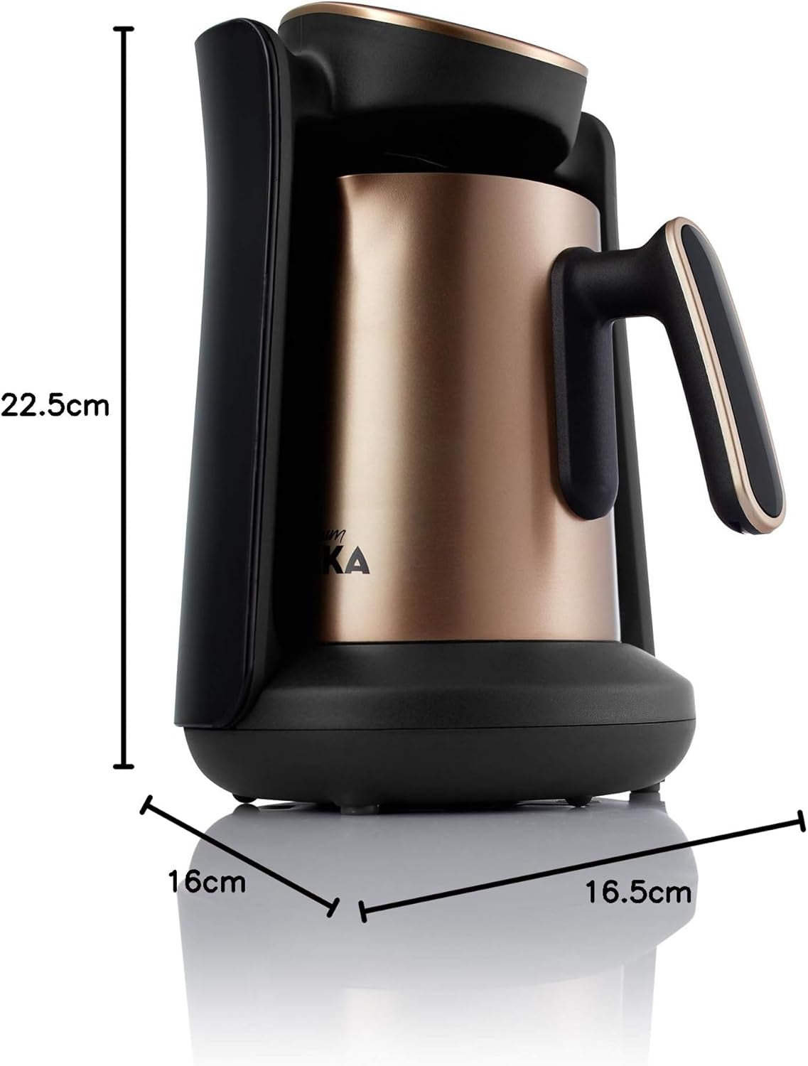 Arzum Okka Minio Turks koffiezetapparaat, Moka, 1-4 kopjes, 300 ml roestvrijstalen pot, morsbescherming, slim zetsysteem, wasbare pot, 480 W, koper