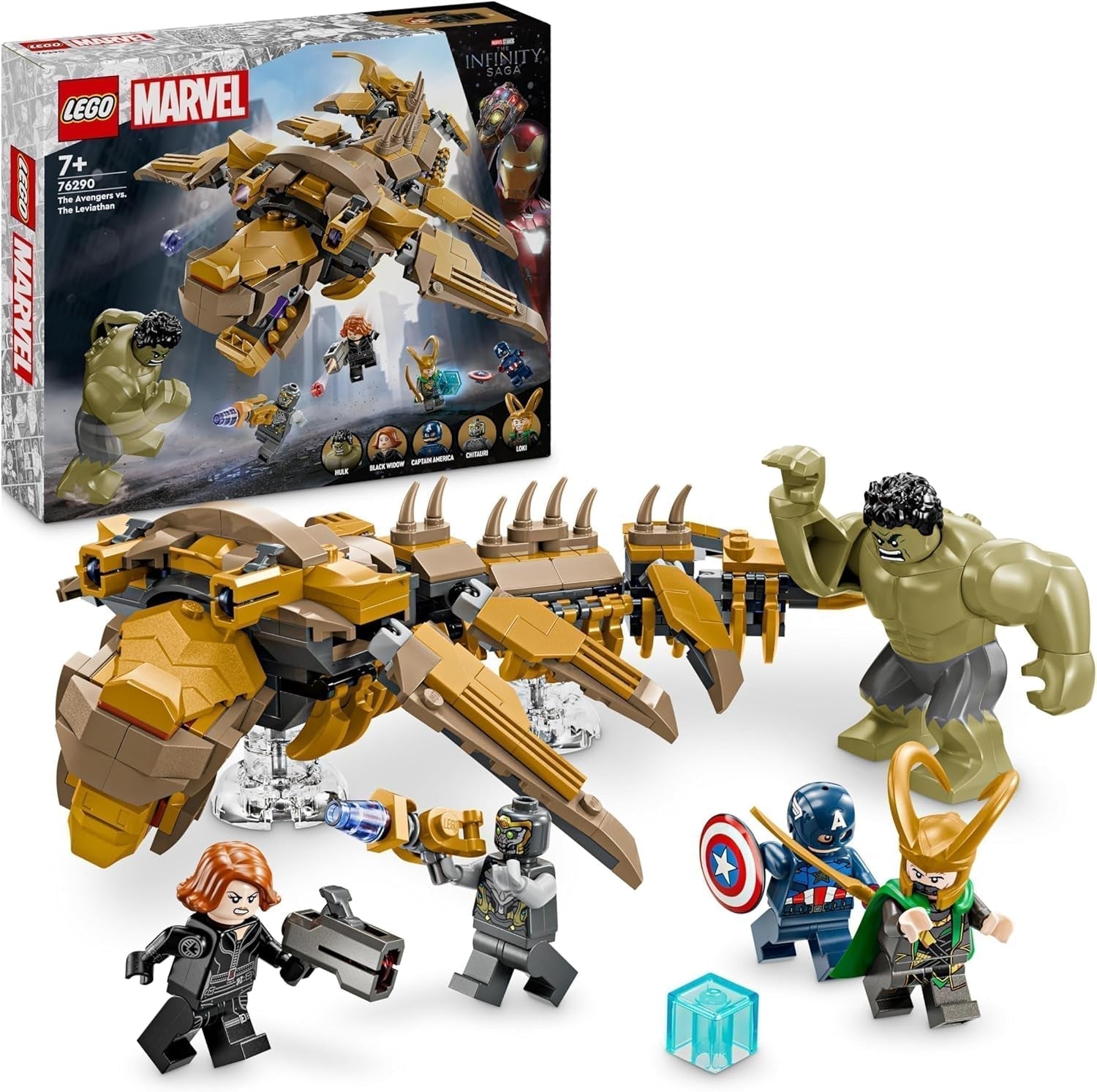 LEGO Marvel Avengers vs. Leviathan bouwspeelgoedset met minifiguren van Hulk en Captain America, Loki, Black Widow en Chitauri, Avengers speelset voor jongens en meisjes 7+ 76290 Bouwsets Besuche in LEGO-Store Standaard titel