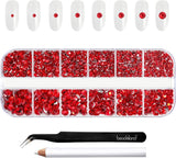 Beadsland 2500 stuks glas Nailart Strasssteine ​​Kristall Flatback Edelsteine ​​Runde, voor handwerk Gemischt 8 Größen SS4 ~ SS30 Mit Picking Pinzette en Stift (Kristall Weiss)