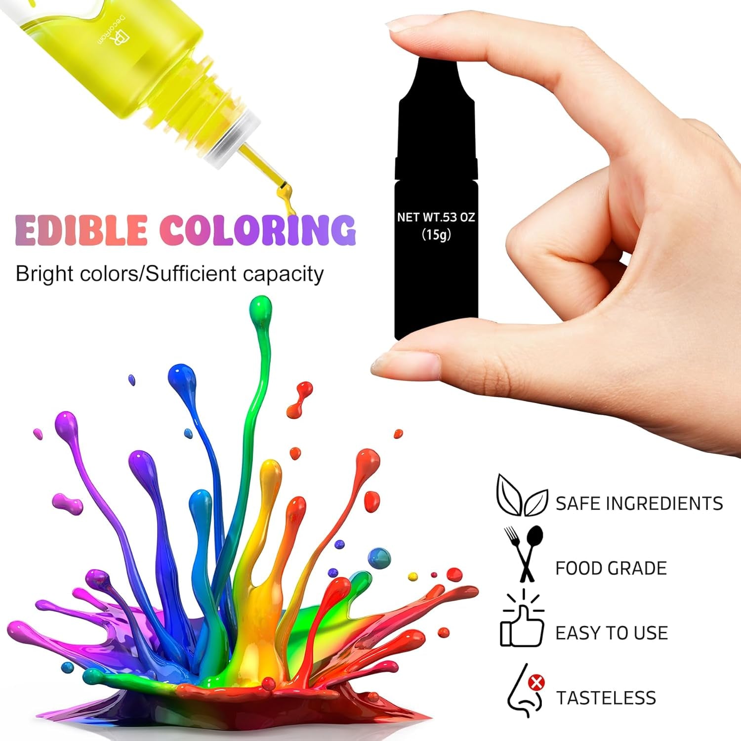 Gelvoedselkleuring - 7 x 15 ml geconcentreerde regenboogkleurige voedselkleuring voor taartdecoratie, bakken, koekjes, macarons - suikervrije voedselkleuring voor drankjes, taartdecoratie, slijm DIY