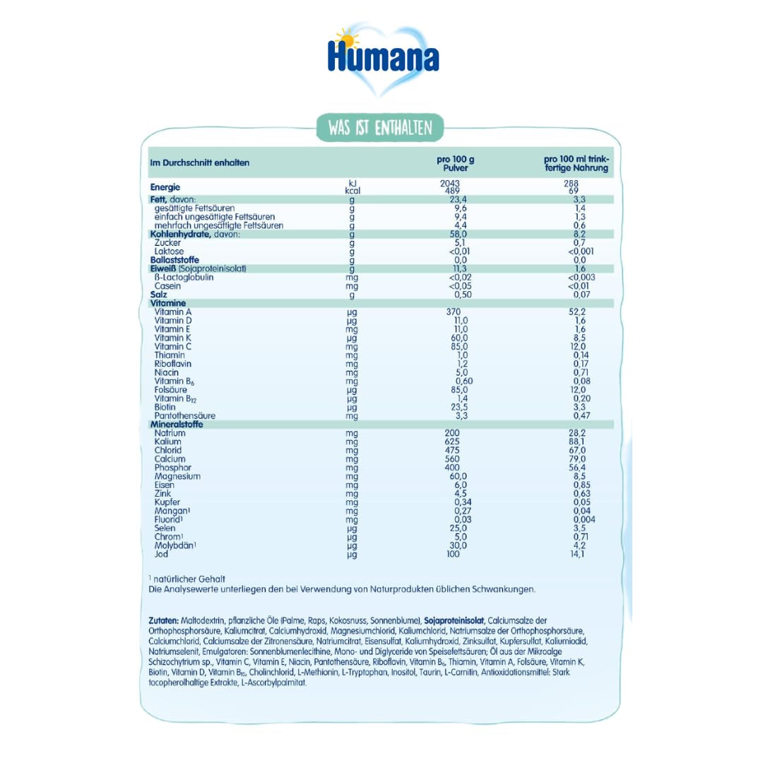 Humana SL Expert, vanaf de geboorte, speciale formule voor koemelkintolerantie veroorzaakt door lactose-intolerantie, galactosemie of koemelkeiwitallergie, voor zuigelingen en jonge kinderen, 600 g