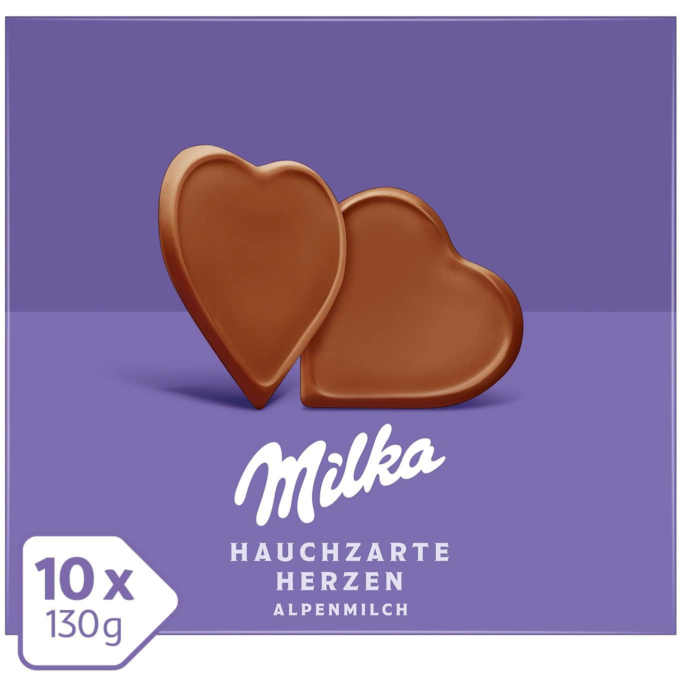 Milka I love Milka Hearts – Alpenmelkchocolade die smelt in je mond en fijne boshazelnoten – 10 x 130 g
