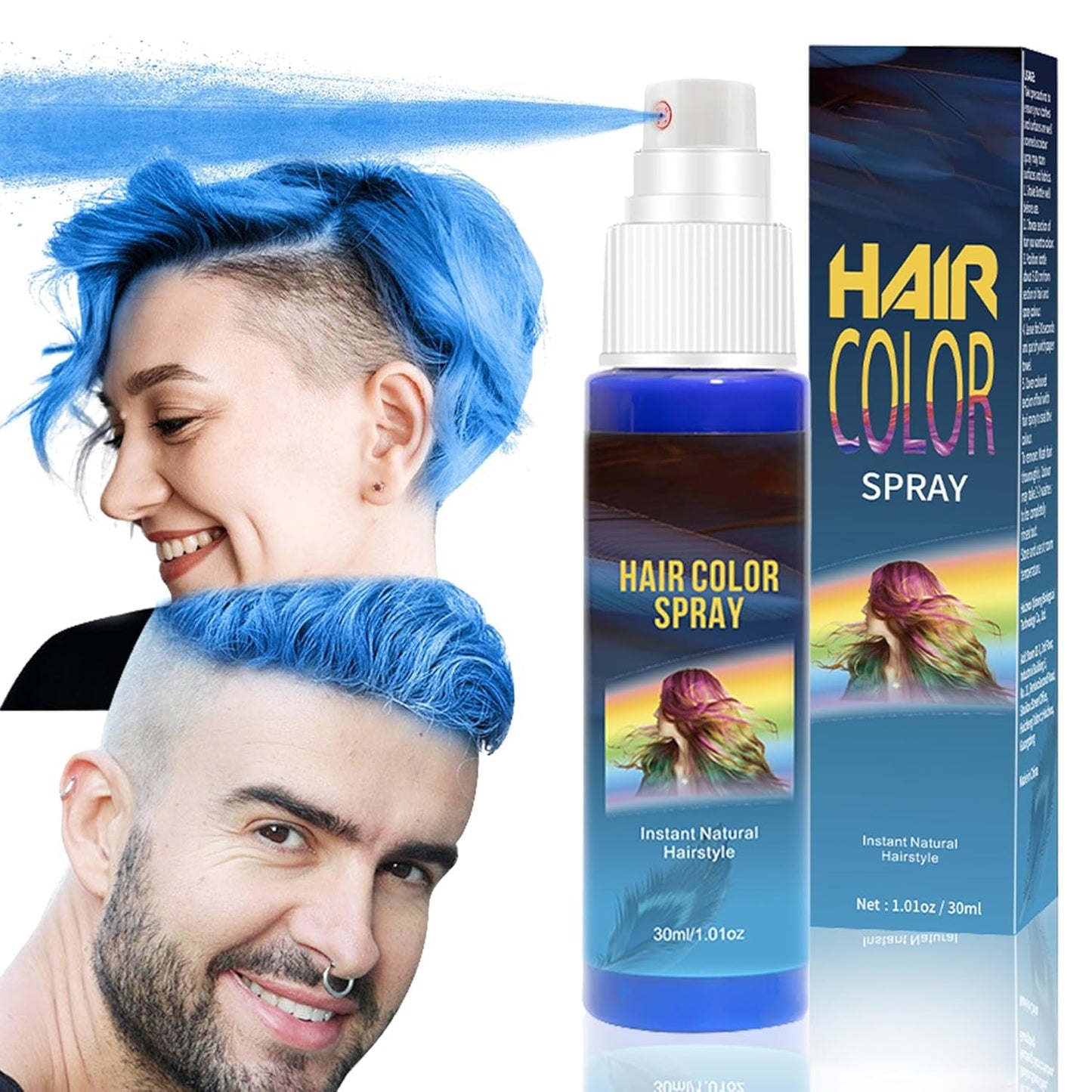 Haarlak Kleur - 30ml Tijdelijke Groene Haarkleur Spray, Natuurlijke Haarverf Tijdelijke Haarkleur Spray, Wasbare Haarverf voor Feest Cosplay Halloween (Groen) Haarverf Naty Shop Blauw