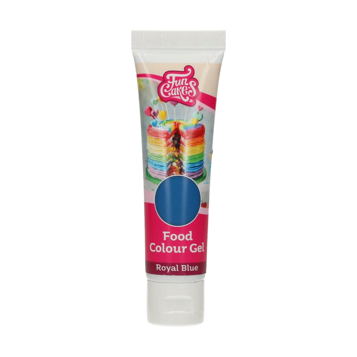 Funcakes kleurstof, koningsblauwe gel: Hoog geconcentreerde kleurstof voor deeg, room, fondant en marsepein. Gemakkelijk doseren. Eén druppel om levendige kleuren te creëren. Halal. 30 gram