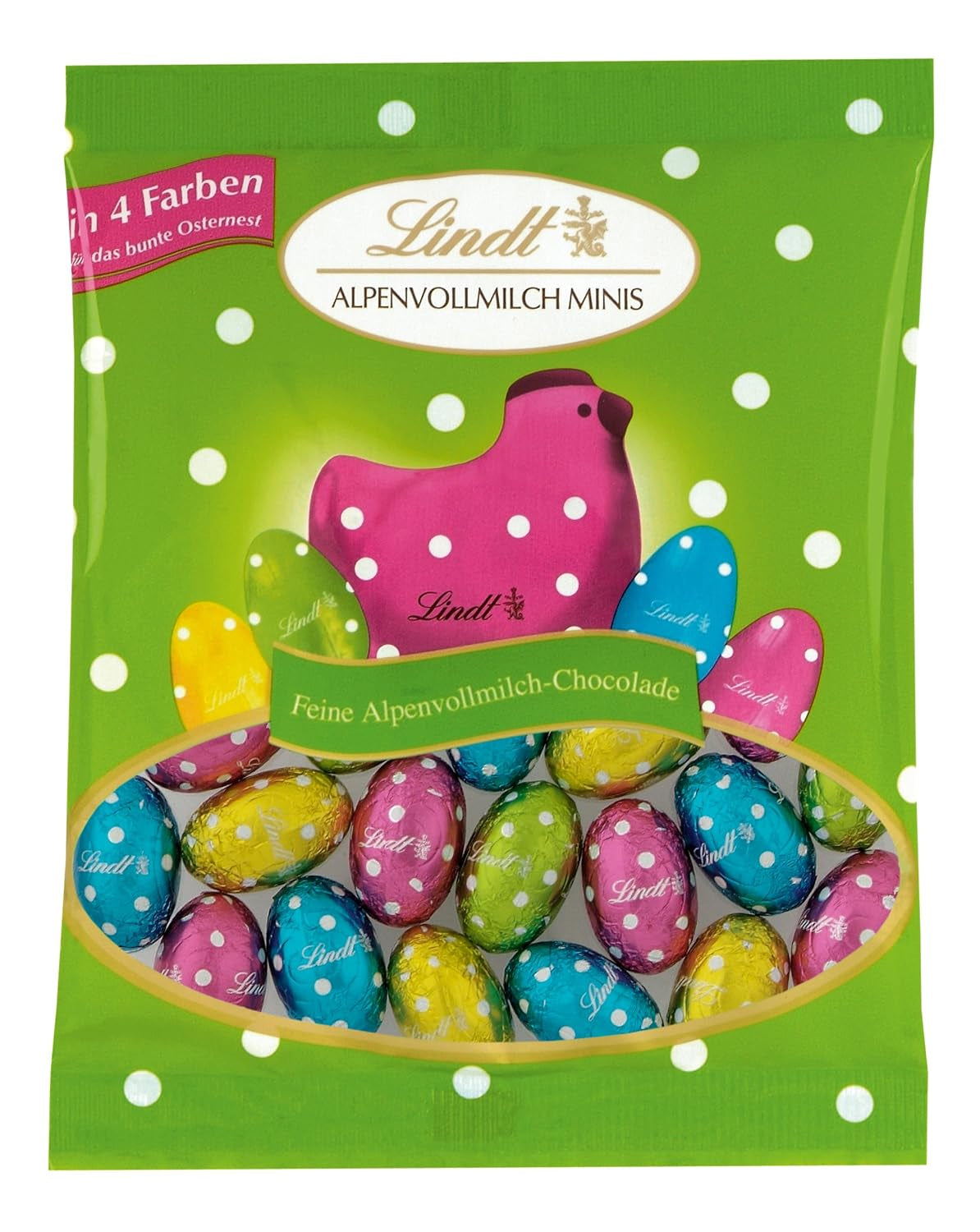 Kleine paasvriendjes met chocolade | 2 x 100 g mini-eieren met chocoladedecoratie en alpenmelk | 2 x 180 g zakjes | Premium melkchocolade-eieren, vrolijk en kleurrijk verpakt, in vier kleuren voor Pasen