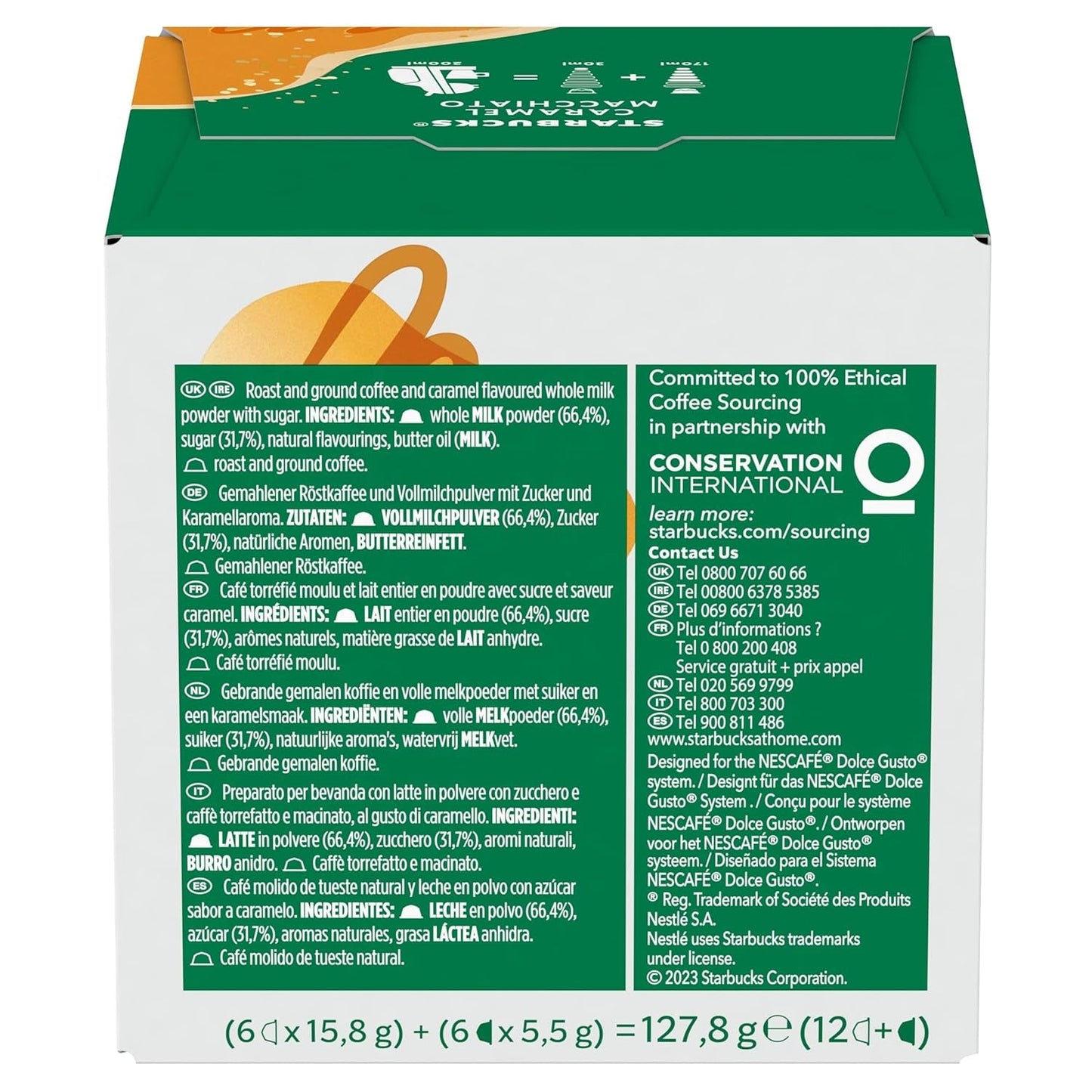 STARBUCKS Caramel Macchiato van Nescafé Dolce Gusto Kaffeekapseln 6 x 12 (72 Kapseln)