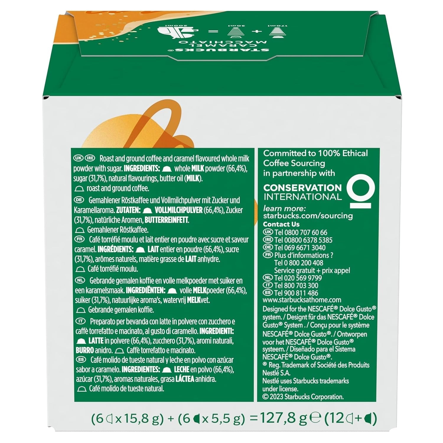STARBUCKS Caramel Macchiato van Nescafé Dolce Gusto Kaffeekapseln 6 x 12 (72 Kapseln)