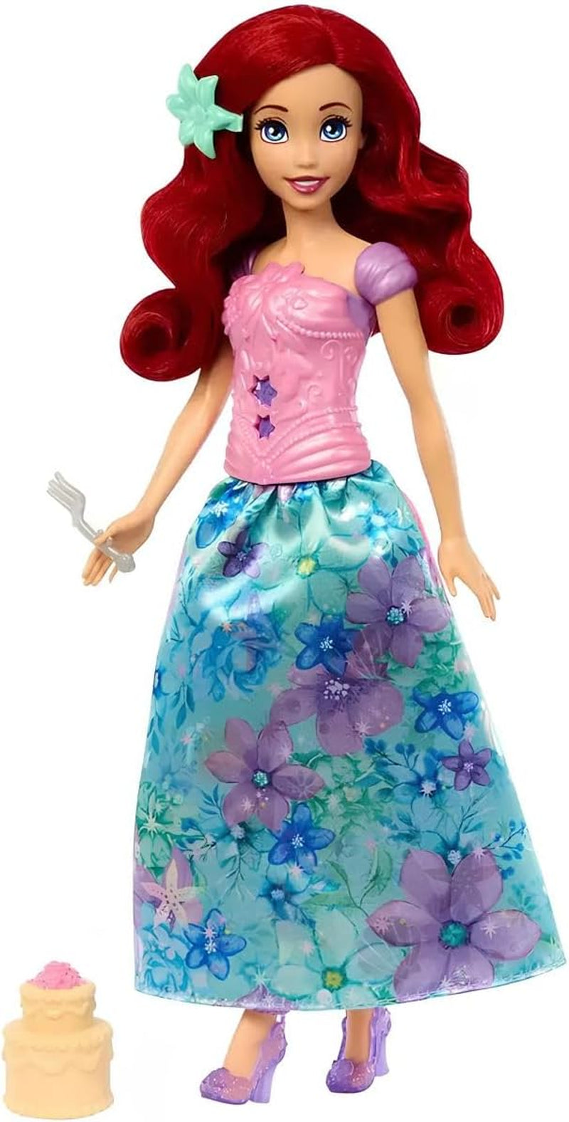 Mattel Disney Princess Ariel Spin & Reveal modepoppenset met 11 verrassingen, waaronder 5 accessoires, 5 stickers en een speelscène geïnspireerd op de film HTV88