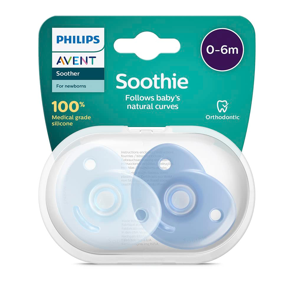 Philips AVENT Soothie - BPA-vrije fopspeen voor baby's van 0-6 maanden, blauw/lichtblauw (model SCF099/21)