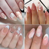 JMEOWIO 3D Nagelsticker Witte Blumen Nail Art Sticker Selbstklebend Nagelaufkleber 5D Stereoskopische Decoratie Nageldesign Zubehör 1 Blatt