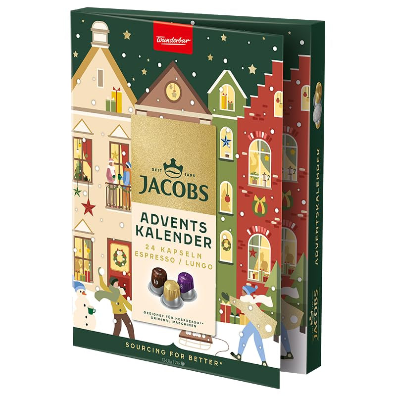 Jacobs Kapsel Adventskalender, 24 Espresso/Lungo Kapseln, Nespresso* compatibel Kaffee Kapseln, 24 Kapseln