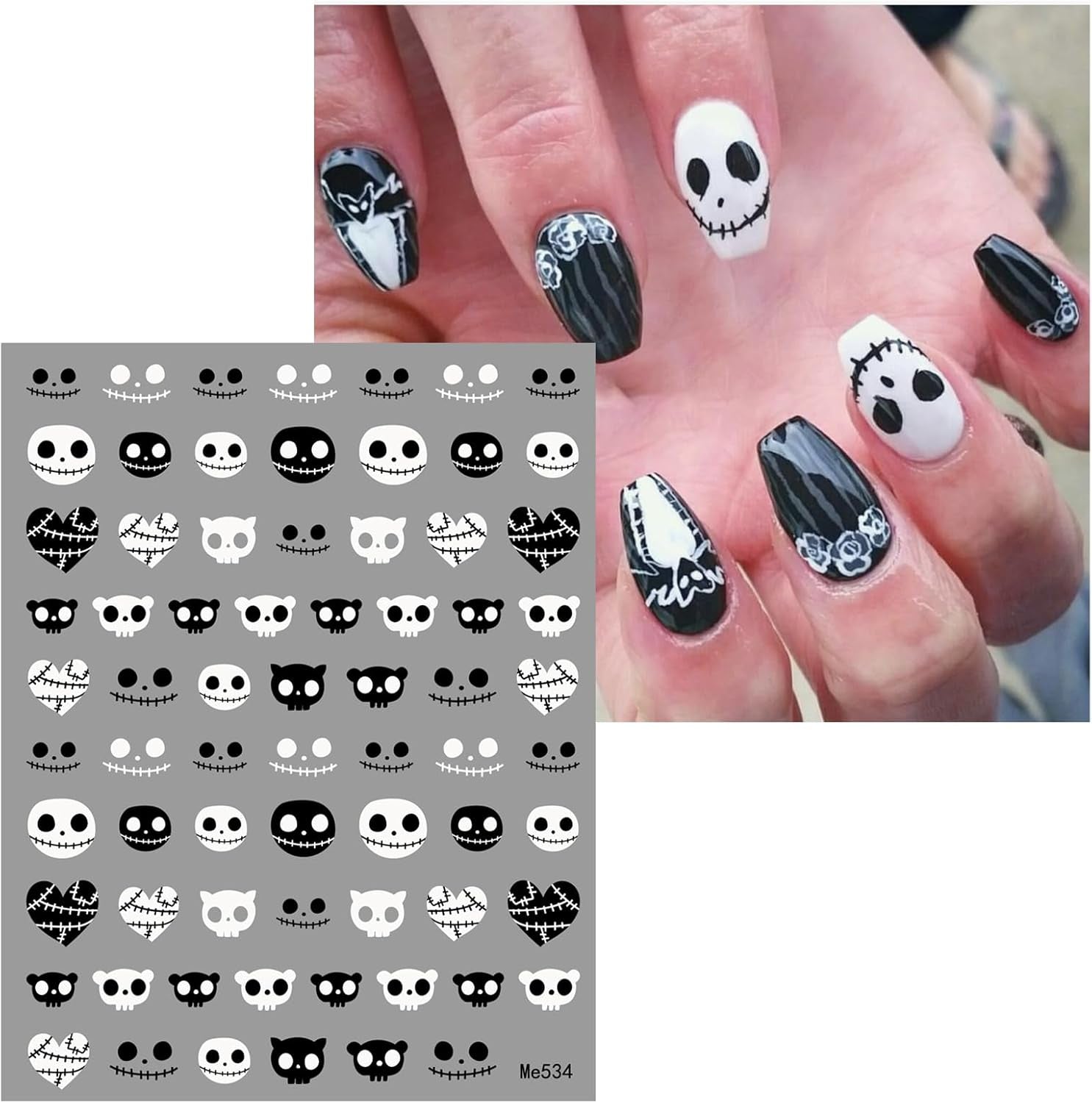 JMEOWIO Nagelsticker Halloween 9 Blatt Nail Art Sticker Selbstklebend Nagelaufkleber Decoratie Nageldesign Zubehör
