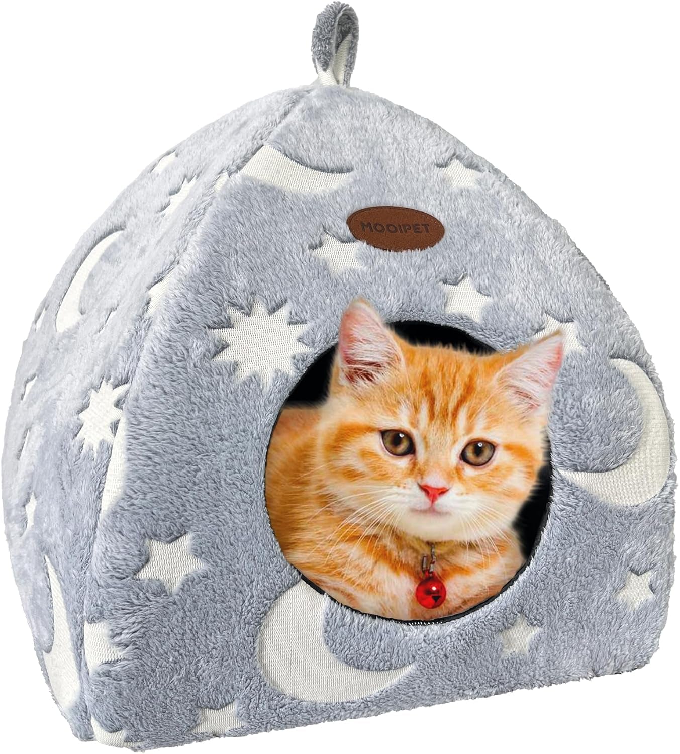 Katzenhöhle Plüsch Katzenhaus met wasbarem Kissen Faltbare Katzenzelt Höhle met handvat Weiches en Warmes Katzenbett für Drinnen 33x33x35cm
