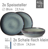 leuk vinden. de Villeroy & Boch - Lave Gris steengoed serviesset, 4-delig, keramische look, servies voor 2 personen, grijs