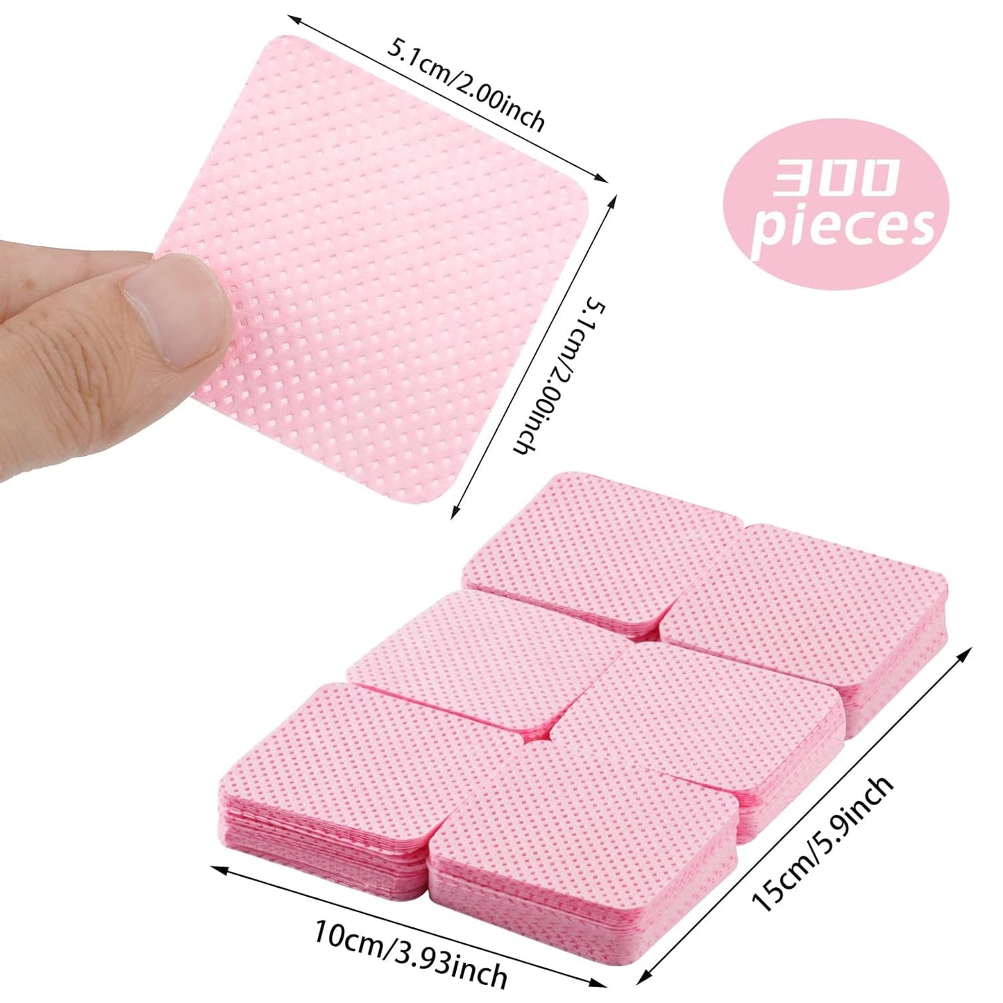 300 Stück Nagellackentferner Pads, Fusselfreie Nägel Wattepads Für Nägel Nagellackentferner Pluisvrije nageldoekjes Cleaner Gelnägel - Rosa