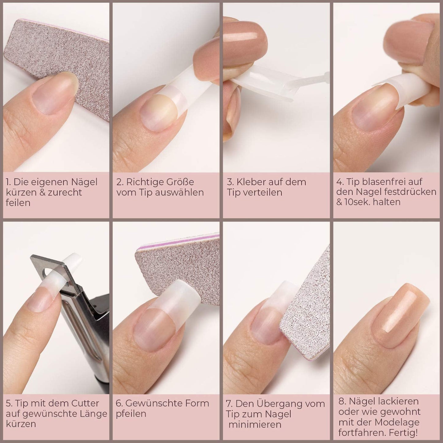 ® Om op te plakken kunstnagels 500 stuks Kunstnagels - Stabiele gelnagels - Nagels van studiokwaliteit (natuurlijke kleur)