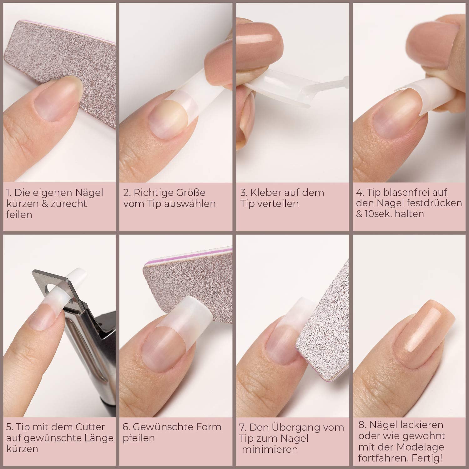 ® Om op te plakken kunstnagels 500 stuks Kunstnagels - Stabiele gelnagels - Nagels van studiokwaliteit (natuurlijke kleur)