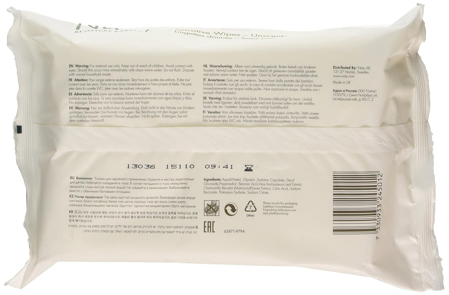 Eco by Naty Baby Care, Biologische vochtige doekjes voor baby's, ongeparfumeerd, 56 luiers