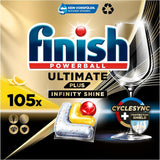 Finish Ultimate plus Infinity Shine Citrus Dishwasher Tabs - Tabletten voor vaatwasser, intensieve reiniging - 105 capsules, citroen Naty Shop
