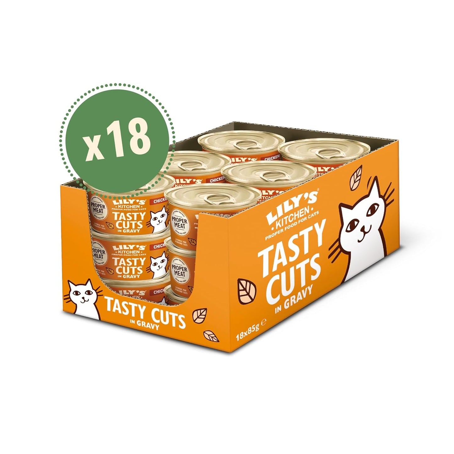 Lily's Kitchen, gemaakt met natuurlijke ingrediënten, heerlijke hapjes in kippensaus, natvoer voor volwassen katten, blik van 70 g