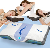 IDEA-kussen, ergonomisch orthopedisch kussen voor nekpijn, traagschuimkussen voor zij-, rug- en buikslapers, anti-snurkkussen voor mannen vrouwen (62 * 34,5 * 12/8CM) Cervicale orthopedische kussens Naty Shop Standaardtitel