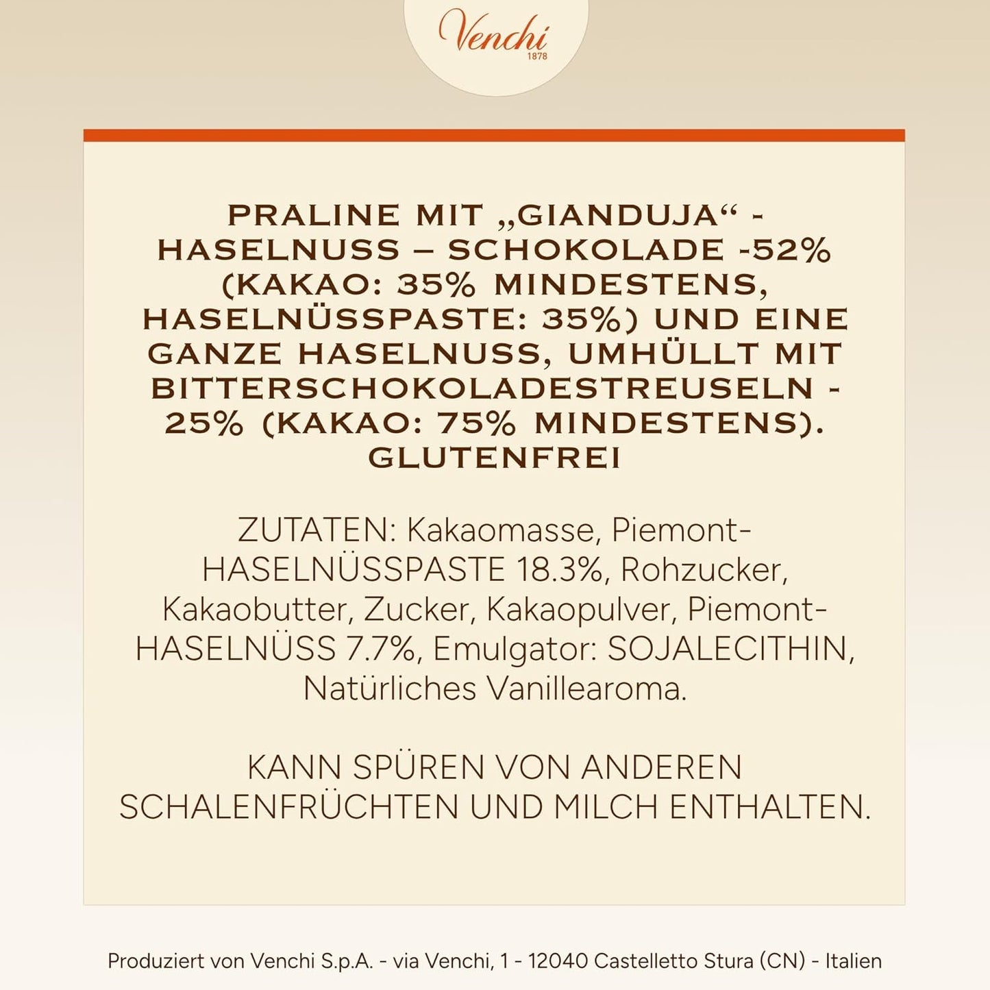 Venchi – Chocoviar Gianduia, pralines in een zak van 1 kg, Gianduia-chocolade uitsluitend geproduceerd met "Piemonte boshazelnoten", glutenvrij, zonder kunstmatige kleurstoffen en zonder bewaarmiddelen