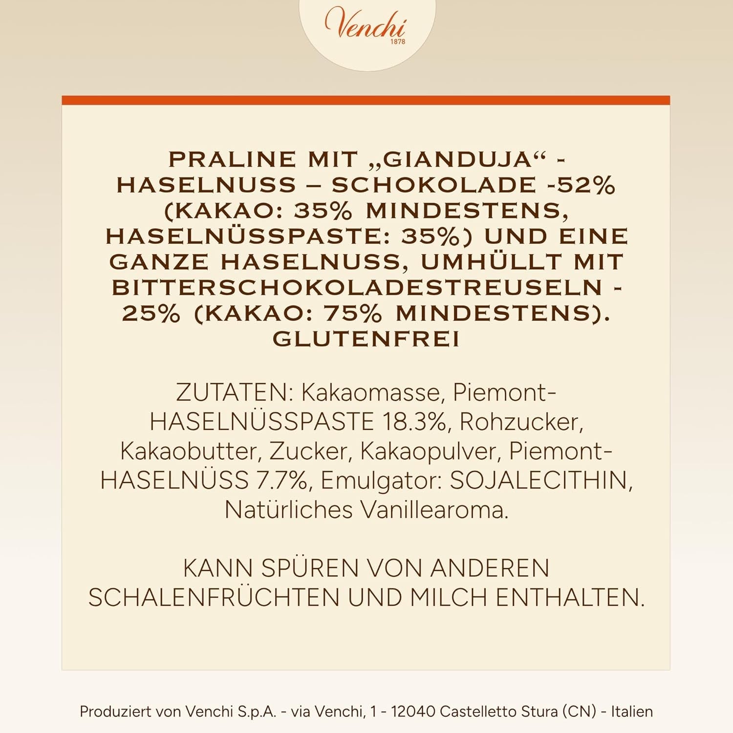 Venchi – Chocoviar Gianduia, pralines in een zak van 1 kg, Gianduia-chocolade uitsluitend geproduceerd met "Piemonte boshazelnoten", glutenvrij, zonder kunstmatige kleurstoffen en zonder bewaarmiddelen