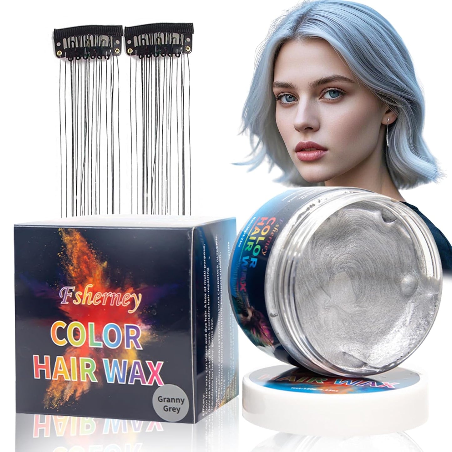 Tijdelijke groene haarverf - haarkleurwas, haarkleur voor mannen en vrouwen, natuurlijke haarpommade, kleurclip haarverfwas voor gekke feesthaarkleur (4,23 oz, groen) Naty Shop haarverf grijs 1G (1 pakket)