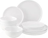 12-delige serviesset, porseleinen serviesset voor 4 personen, witte serviesset met borden, dessertborden en ontbijtgranenschalen