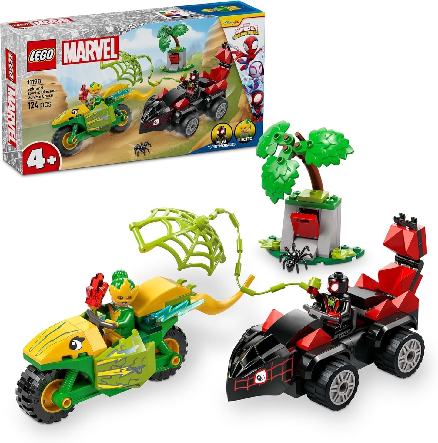 LEGO Marvel actieplezier met spin en electro in hun dino-speedsters, bouwbare superheldenauto voor jongens en meisjes vanaf 4 jaar, heldenset met speelgoedauto, Spidey en zijn supervrienden 11198 Bouwsets Beuche in LEGO-Store Standaard titel