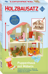 Pebaro Donau Elektronik _M880 3D-puzzelpoppenhuis met meubilair, 30 x 30 x 30 cm, natuurlijk