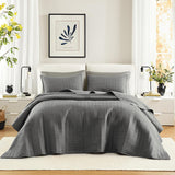 Comfort Spaces Kienna dekbedset Luxe dubbelgestikte zomerdeken Lichtgewicht zacht beddengoed voor het hele jaar Bijpassende kussenslopen Witte deken voor kingsize bedden (264,2 x 228,6 cm) Naty Shop Quilts & Quilts Donkergrijze extra grote kingsize sprei (120"X118")