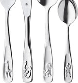 WMF Animals roestvrijstalen bestekset voor kinderen, 4-delig, gepolijst Cromargan Kitchen Naty Shop
