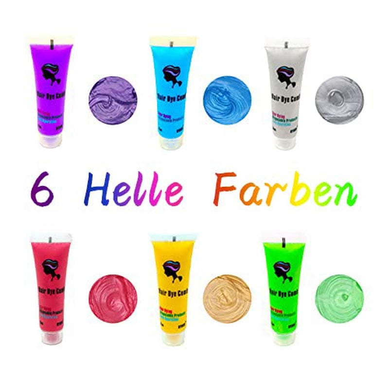 Byhoo 6PCS tijdelijke haarverf voor zwart haar, haarkrijt, wasbare haarverf, cadeau-idee voor meisjes, verjaardagscadeau voor tieners. Haarverf van Naty Shop