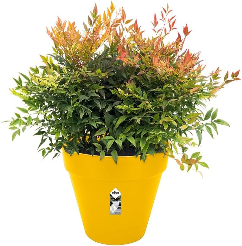 elho Loft Urban Round 40 - Bloempotten voor buiten - 100% gerecycled plastic - Ø 38,5 x H 35,3 cm - Geel/Oker