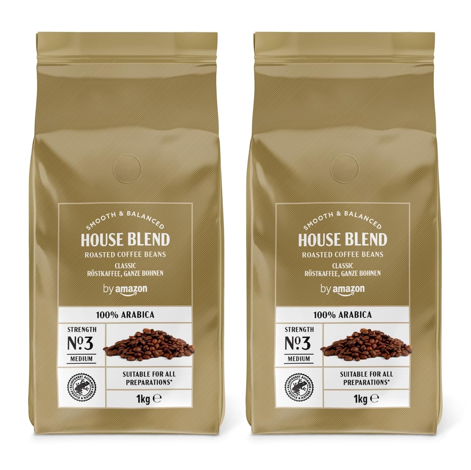 door Amazon Kaffeebohnen, Mittlere Röstung, 100% Arabica, Amaretto, 2kg (2 verpakkingen met 1kg)