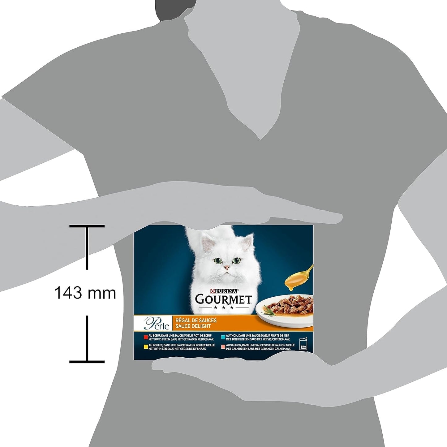 Parel | Saushouder | Volwassen kat | Rundvlees, Kip, Tonijn, Zalm | 12 x 85 g | Versheidszakjes (verpakking kan variëren)