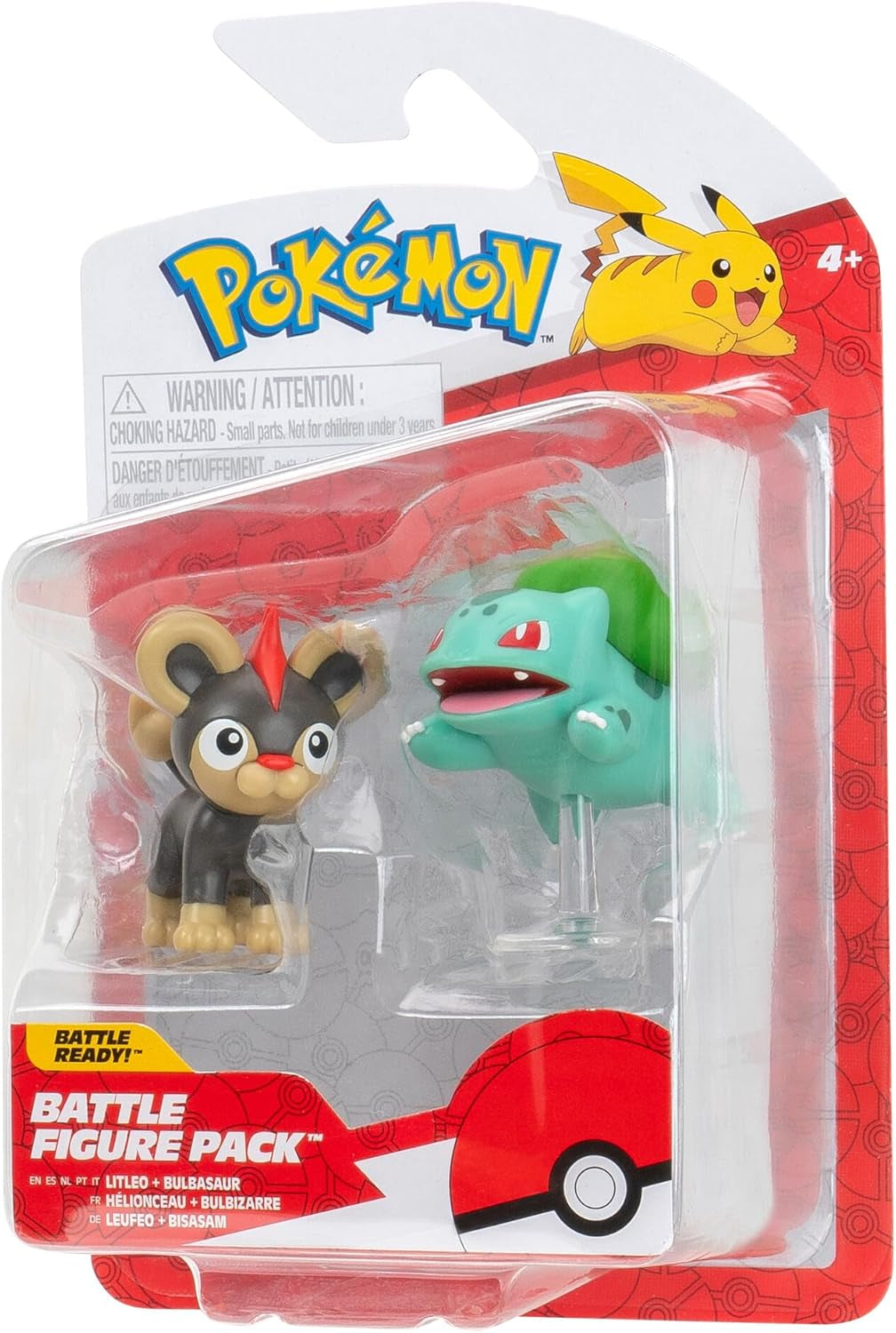 Pokémon PKW3583 - Battle Figure Pack - Leufeo & Bisasam, Officiële gedetailleerde figuren, elk 5 cm Actiefiguren Naty Shop