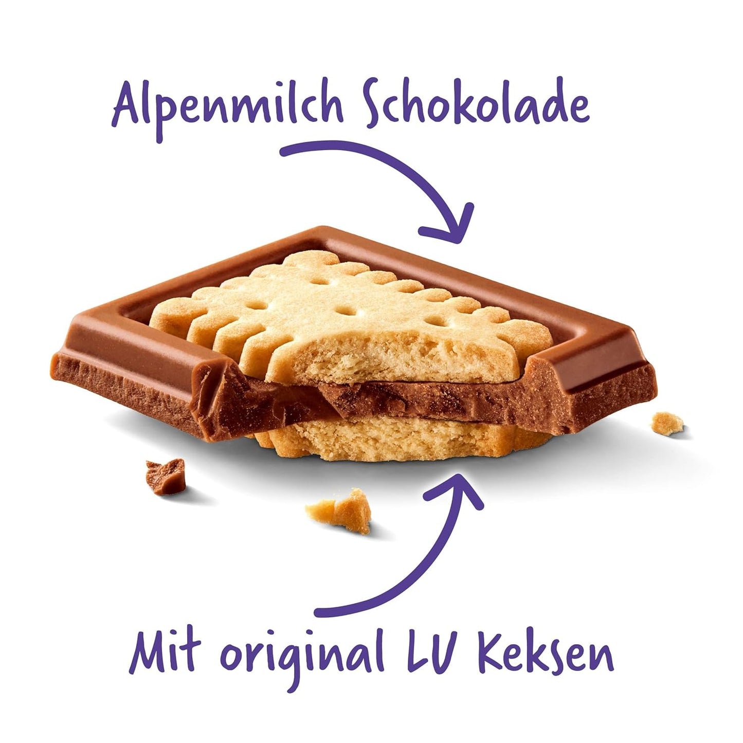 Milka LU – Alpenmelkchocolade met knapperige LU-koekjes – 87g