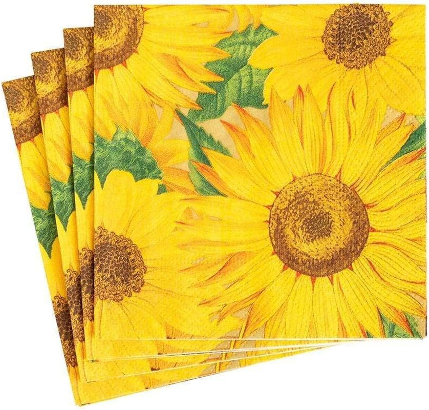 Zonnebloempapieren servetten, 20 stuks per verpakking
